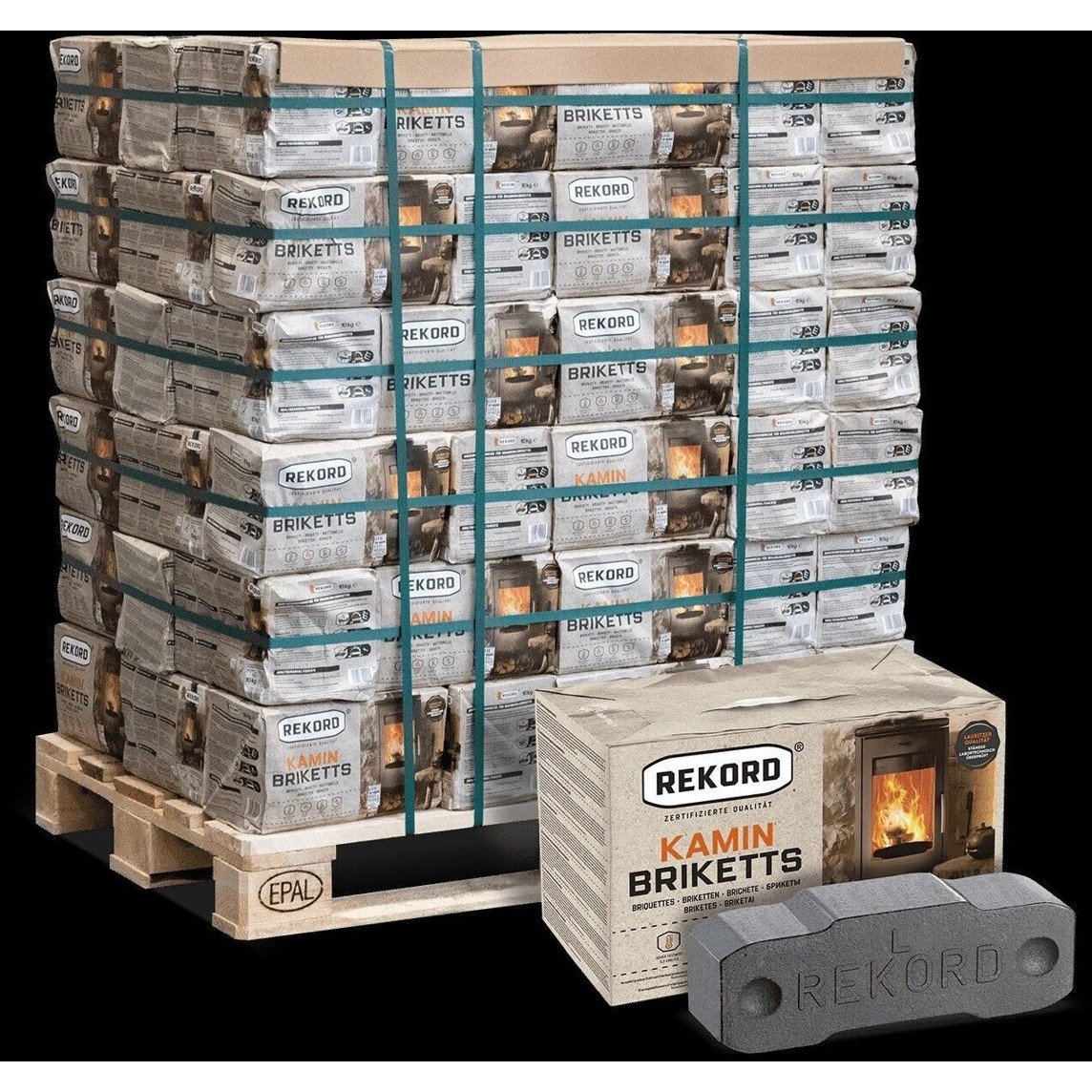 REKORD Braunkohlebriketts - 90 Stück à 10 kg auf Palette (CBR1090) – Bild 3